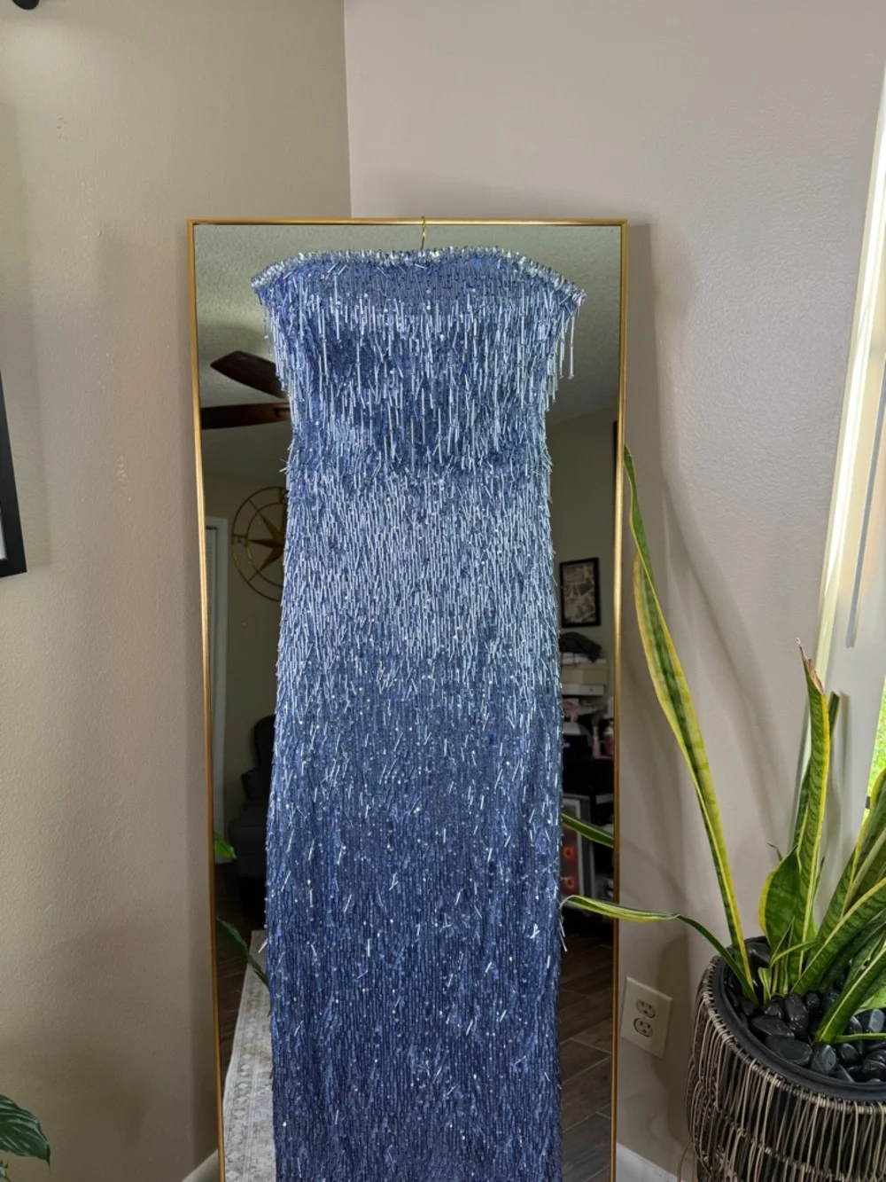 Albina Dyla Sapphire Gleam Strapless Sequin Column Dress - Picture 9 of 12